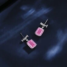 Exquisitos pendientes de circonio cúbico rosa y cobre