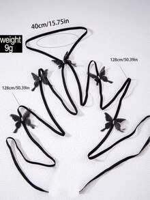 1 件甜心新娘吊袜带带蝴蝶装饰，高弹性和交叉系带设计，适合作为婚礼派对新娘和伴娘万圣节的腿部装饰 - 黑色 - 查看 5