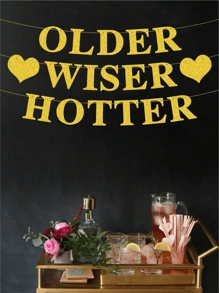1pc Older Wiser Hotter Banner Đồ trang trí tiệc sinh nhật vui nhộn cho phụ nữ Biểu ngữ sinh nhật vui vẻ lấp lánh 21 30 40 50 60 70 80 Vật dụng tiệc sinh nhật, Giáng sinh - Nhiều màu - Xem 4