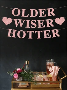 1pc Older Wiser Hotter Banner Đồ trang trí tiệc sinh nhật vui nhộn cho phụ nữ Biểu ngữ sinh nhật vui vẻ lấp lánh 21 30 40 50 60 70 80 Vật dụng tiệc sinh nhật, Giáng sinh - Nhiều màu - Xem 5