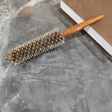 圓桶形野豬鬃毛捲髮梳，捲髮、瀏海、頭髮梳理、刷梳、定型齊全，易於優雅梳理不打結 - 棕色 - 查看 11