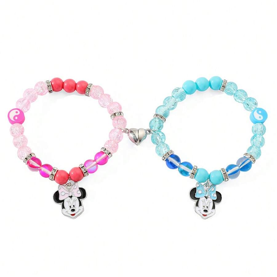 2件套卡通米奇米妮爱心磁珠手链时尚创意女士手链饰品 - mouse - 查看 1