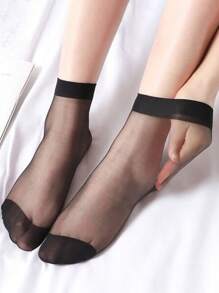 10 pares de medias cortas transparentes para mujer, en color negro y nude, ligeras para primavera/verano, calcetines cortos casuales transparentes (Sin tarjeta)
