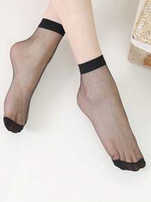 10 pares de medias cortas transparentes para mujer, en color negro y nude, ligeras para primavera/verano, calcetines cortos casuales transparentes (Sin tarjeta)