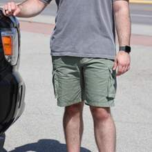 Men's Cargo Shorts Cotton Lightweight Multi Pocket Casual Outdoor Hiking Shorts - 橄欖 - 查看 4