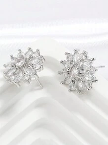 rakol Bông tai thiết kế hoa rhinestone - Bạc - Xem 4