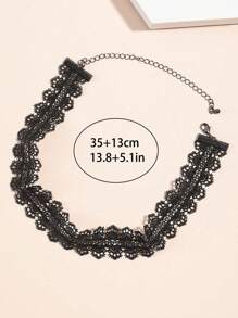 1 pieza Collar de gargantilla de encaje negro de nailon con estilo lolita punk, adecuado para cena, citas y uso diario de mujeres