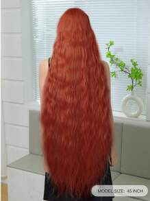 45inch Long Loose Wave Synthetic Wigs With Bangs For Women Heat Resistant Natural Middle Part Cosplay Party Lolita Music Festival Wedding Hair Wigs - Dirty Orange - View 6