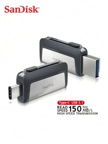 Sandisk USB3.1 FLASH DRIVE Push-And-Pull 2 In 1 OTG TYPE-C 64GB 128GB PENDRIVE Max Read Speed 150MB/S