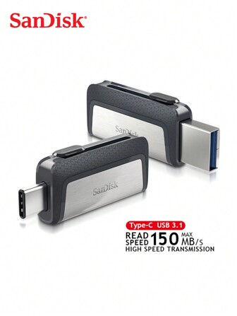  Sandisk USB3.1 FLASH DRIVE Push-And-Pull 2 In 1 OTG TYPE-C 64GB 128GB PENDRIVE Max Read Speed 150MB/S