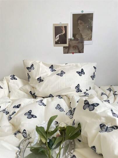 3件套复古花卉图案被套套装，透气四季皆宜，含2个枕套和1个被套（不含床单）