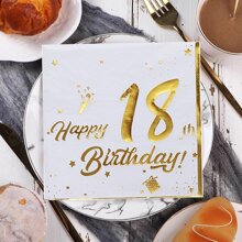 33*33cm 20 件双层金箔印刷“生日快乐”18/20/30/40/50/60 岁餐巾，适用于生日派对和周年纪念派对装饰、圣诞节