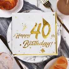 33*33cm 20 件双层金箔印刷“生日快乐”18/20/30/40/50/60 岁餐巾，适用于生日派对和周年纪念派对装饰、圣诞节