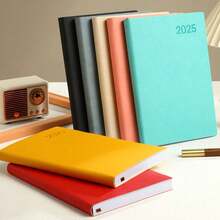 A5 Size 2025 Leather Embossed Planner With 8.26 Inch/5.7 Inch Thick Language Inner Pages, Bookmarks And Language Index, Suitable For Daily Life, Office And School, With Extra Thick Pages That Can Record Your Plan For The Whole Year - Multicolor - View 2