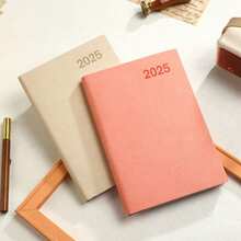 A5 Size 2025 Leather Embossed Planner With 8.26 Inch/5.7 Inch Thick Language Inner Pages, Bookmarks And Language Index, Suitable For Daily Life, Office And School, With Extra Thick Pages That Can Record Your Plan For The Whole Year - Multicolor - View 4