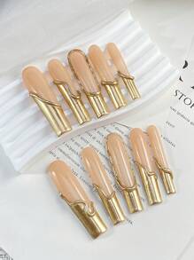 10 chiếc Y2K Extra Long Nails Phong cách Pháp Màu hồng và vàng Ấn lên móng tay Độ che phủ toàn diện Móng tay giả Handmade Ấn lên móng tay với đường nét nghệ thuật bằng kim cương sáng bóng 3D, Móng tay acrylic với bộ thiết kế, Nghệ thuật làm móng cực kỳ vừa vặn và tự nhiên, 1 cái Gel thạch/1 cái cọ xát nhỏ Dải, Bộ ấn có thể tháo rời trên móng tay, Thích hợp cho phụ nữ và trẻ em gái trong các bữa tiệc ngày lễ và trang phục hàng ngày, Sản phẩm làm móng - Hồng - Xem 3