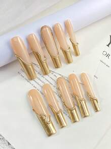 10 chiếc Y2K Extra Long Nails Phong cách Pháp Màu hồng và vàng Ấn lên móng tay Độ che phủ toàn diện Móng tay giả Handmade Ấn lên móng tay với đường nét nghệ thuật bằng kim cương sáng bóng 3D, Móng tay acrylic với bộ thiết kế, Nghệ thuật làm móng cực kỳ vừa vặn và tự nhiên, 1 cái Gel thạch/1 cái cọ xát nhỏ Dải, Bộ ấn có thể tháo rời trên móng tay, Thích hợp cho phụ nữ và trẻ em gái trong các bữa tiệc ngày lễ và trang phục hàng ngày, Sản phẩm làm móng - Hồng - Xem 4