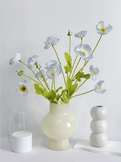 1支/2支/4支人造罂粟花，长度59厘米，每枝4朵花，简约现代风格，可弯曲且不褪色 - 适用于DIY花墙、场景装饰、客厅/卧室花瓶插花、婚礼、派对、家居装饰、桌面装饰、房间装饰、返校用品