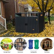 Garbage Bin Shed Stores 2 Trash Cans Metal Outdoor Bin Shed For Garbage Storage,Stainless Galvanized Steel, Bin Shed For Garden Yard Lawn - 1 - 查看 3