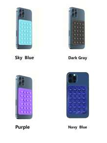 1 件/2 件全新硅胶吸盘方形单面手机吸盘支架粘性手机壳支架硅胶手机配件兼容 iPhone 和 Android 免提玩具镜子淋浴手机支架振动视频和自拍通用充电器皮套吸盘硅胶吸盘手机壳卡夹钱包名片夹信用卡夹女士女士男士 - 彩色 - 查看 6