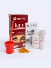 Henna Powder For Eyebrow Design With Fixer - Makiaj - Đen - Xem 2
