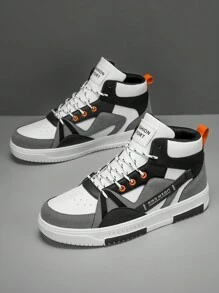Heren sportschoenen met vetersluiting en contrasterende kleuren in sportstof, hoge buitensportschoenen