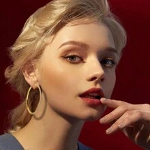 1-4 Pairs Of Fashionable And Exquisite Copper Material Lady Clip-On Hoop Earrings With Spring Clasps Suitable For Non-Pierced Ears. Daily/Party/Beach Fashion Accessories. - Gold - View 3