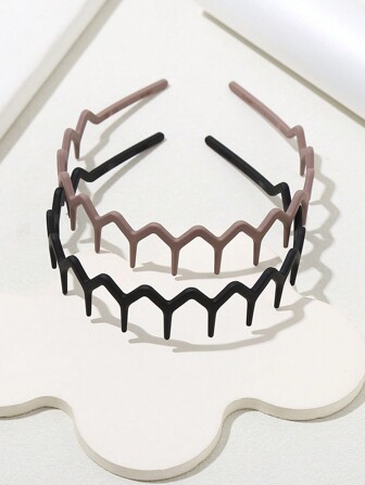 2pcs Toothed Wavy Headband, Simple Anti-Slip Suitable For Men & Women Hair Care And Skin Care, Hairband, Hair Hoop, Hairband, Hair Hoop, Zig Zag Headband Headbands