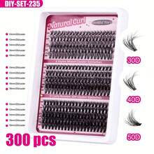 1入組新款式DIY分髮式睫毛延長100D高容量D捲亂瀏海厚卷實感假睫毛