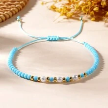 1/5 chiếc 2024 Vòng tay hạt pha lê tinh xảo thiết kế mới Chuỗi ngọc trai giả Phong cách Boho dành cho nam nữ Quà tặng thời trang mùa hè - Nhiều màu - Xem 5