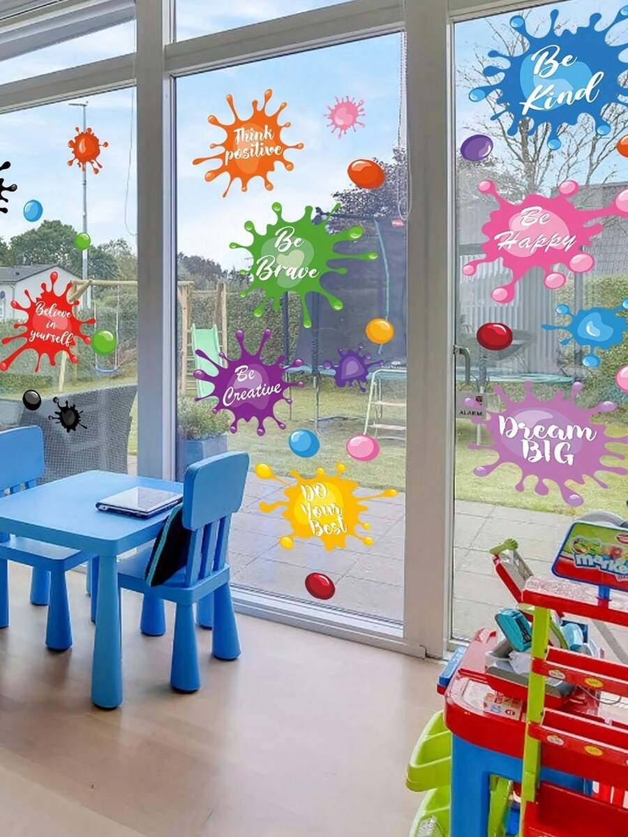 1set Colorful Inspirational Watercolor Graffiti Wall Sticker