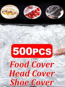 50/100/200/300/400/500pcs Disposable Food Cover Plastic Wrap Fruit Food Covers Fresh Saver Bags Elastic Shoe Cover Shower Headgear Disposable Food Cover Saran Wrap Plastic Bag  Fruit Vegetable Storage Bag Elastic Plastic Bag Kitchen Fresh Keeping - Transparent - View 1