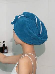 1 件装珊瑚绒超细纤维纯色干发帽，吸水，返校发帽