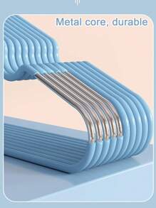 20 piezas de ganchos de ropa para niños y bebés de colores variados con revestimiento antideslizante, ganchos de ropa de acero inoxidable con diseño de arcoíris de dibujos animados que no dejan marcas - Percha antideslizante para ropa de bebé de plástico para niños - Ver 7