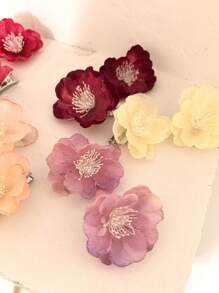 10个随机颜色可爱布艺花朵装饰发夹，情人节礼物，爪夹，发卡，上学用品，度假装扮，女士发饰