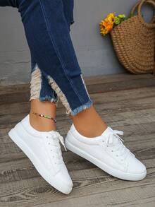 Zapatos deportivos blancos casuales de moda para mujer - Blanco - Ver 3