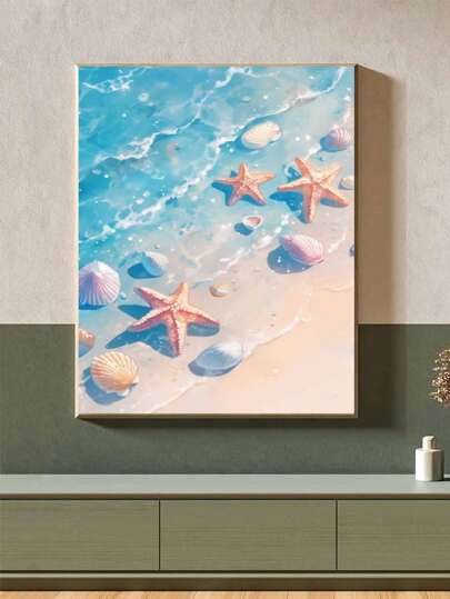 5D DIY鑽石畫拼貼裝飾套件，美麗風景海灘景觀，鑽石十字繡