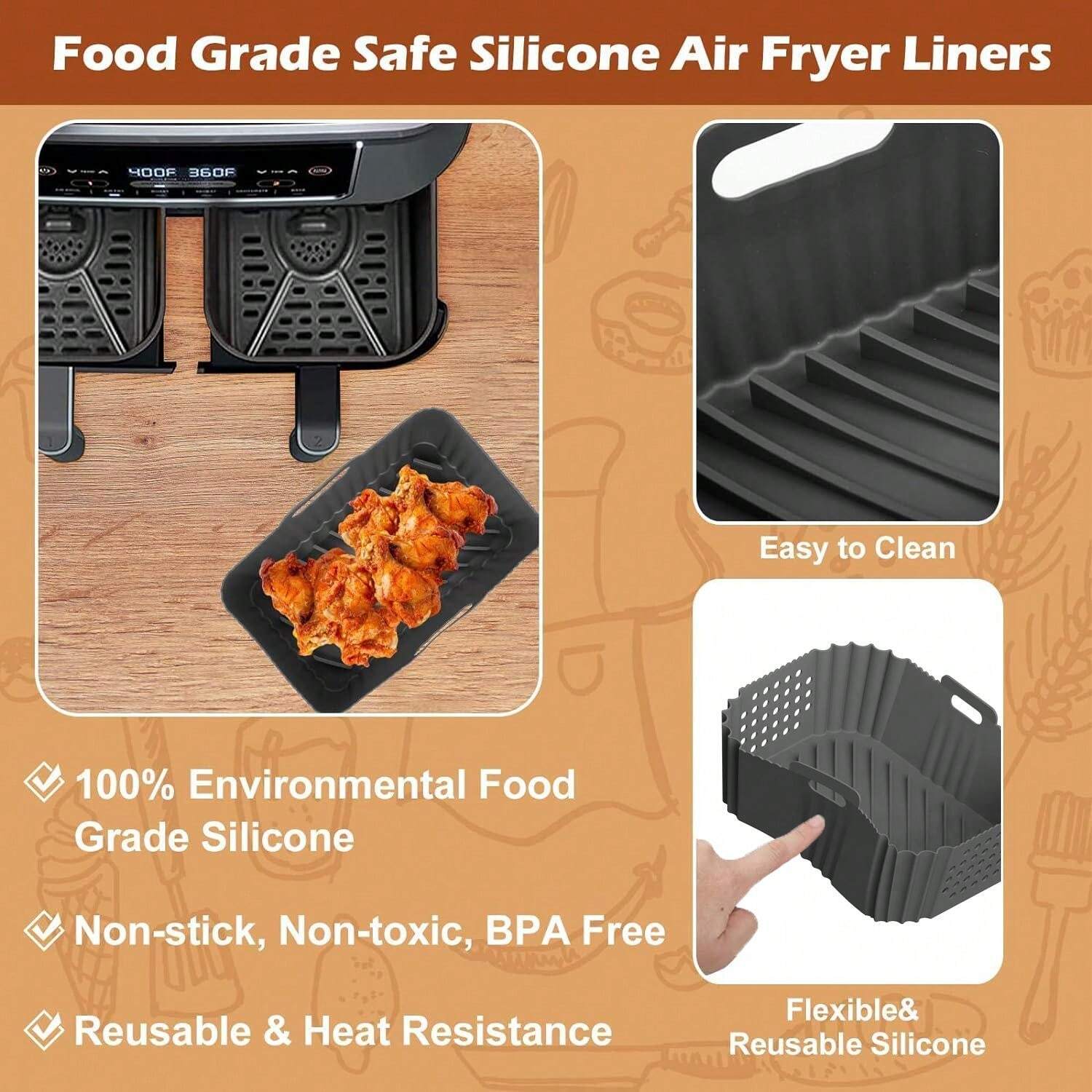 Ankway 4 Accessoires Moules Silicone Pour Air Fryer Ninja Double Stack XL – Compatibles SL400EU, AF400EU, AF500EU