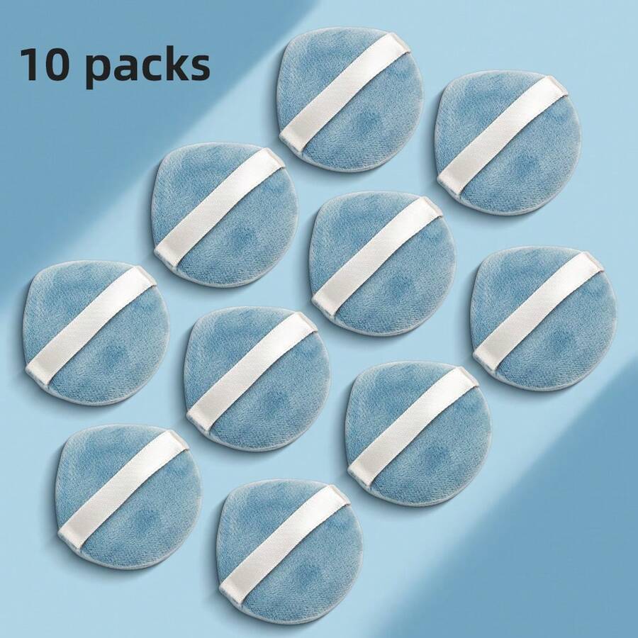 Bông phấn phủ phấn siêu mềm màu xanh lam, 10 bông phấn phủ mặt mềm không thấm nước với nhiều màu sắc để cố định lớp trang điểm hai mặt - Màu xanh lam - Xem 1