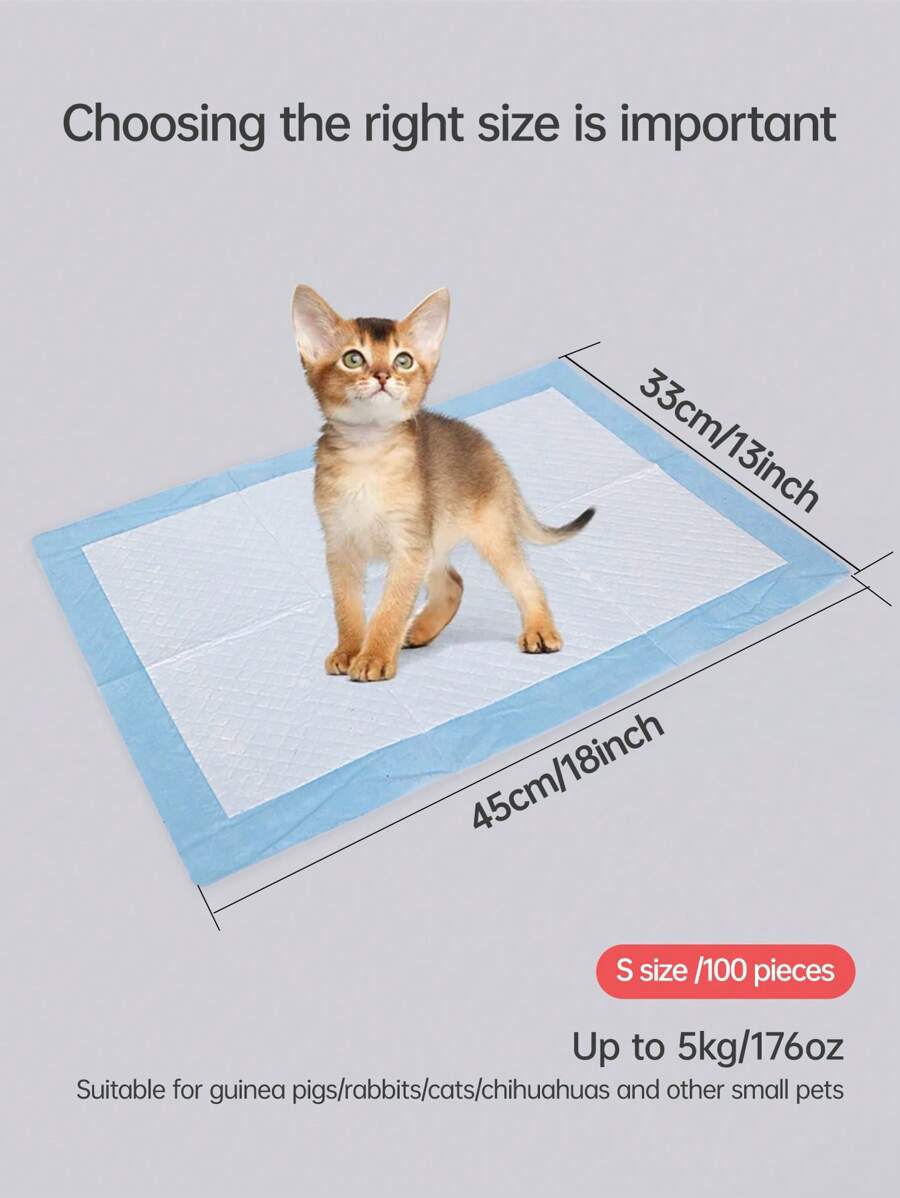 100Pcs Disposable Pet Toilet Training Pads, Cat And Dog Training Pee