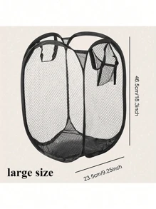 1pc Large Capacity Pop-Up Laundry Hamper With Handles – Foldable Mesh Laundry Basket For Dirty Clothes Storage - Multicolor - View 2