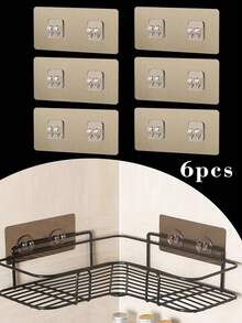 2/6/10/20 pièces Accessoires de douche adhésifs de rechange, crochets muraux, étagère de douche adhésive sans perçage, crochets adhésifs de douche à adhésif puissant, crochets adhésifs pour paniers de douche, porte-savon et étagères de cuisine, nécessités quotidiennes, articles de première nécessité - Multicolore - Voir 3