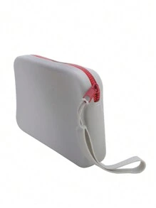 1 pezzo Borsa quadrata piccola in silicone per conservare monete, rossetto, carta bancaria, auricolari, borsa con cerniera per chiavi portatili, portafoglio da donna, portamonete - Multicolore - Visualizzare 14