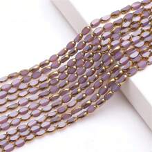 Long Double Cone Glass Beads For Jewelry-Making 4mm(0.157in)*6mm(0.236in)/48PCS Reusable Loose DIY Craft Beads, Plated With Color AB Handmade Accessories - 4*6 Gold Edge Rice Beads - View 8