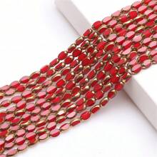 Long Double Cone Glass Beads For Jewelry-Making 4mm(0.157in)*6mm(0.236in)/48PCS Reusable Loose DIY Craft Beads, Plated With Color AB Handmade Accessories - 4*6 Gold Edge Rice Beads - View 6