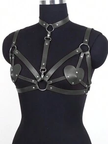 1pc Women's Body Bondage Bra Garter Cage Belts Gothic Leather Harness Chest Women Sexy Lingerie Suspenders - Black - View 4