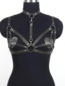 1pc Women's Body Bondage Bra Garter Cage Belts Gothic Leather Harness Chest Women Sexy Lingerie Suspenders - Black - View 3