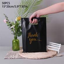 10/50/100 Chiếc Túi Thank You Túi Nhựa Cầm Tay Túi Quà Tặng Dập Nóng In Tiệc Sinh Nhật Mua Sắm Kẹo Bánh Quy Bao Bì Đồ Dùng Học Tập Túi Thực Phẩm Hộp Thực Phẩm Thích Hợp Cho Kẹo Bánh Quy Sô Cô La V. V. - Đen 100 chiếc - Xem 17