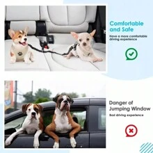 BVEOYPET Dây an toàn đôi cho chó, dây xích xe có thể điều chỉnh với lớp bảo vệ đàn hồi, dây an toàn chống sốc cho thú cưng trên ô tô - Nhiều màu - Xem 7