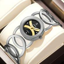 YaLaLuSi 品牌 2025 新款优雅时尚多功能女士石英腕表。圆形镂空优质亮色表壳，精致水晶点缀，夜光指针，夜间轻松读时。适合日常佩戴、商务、学校、派对和晚礼服。附赠表带调节器和珠宝清洁布，是馈赠亲朋好友、女友、姐妹和挚友的完美礼物。